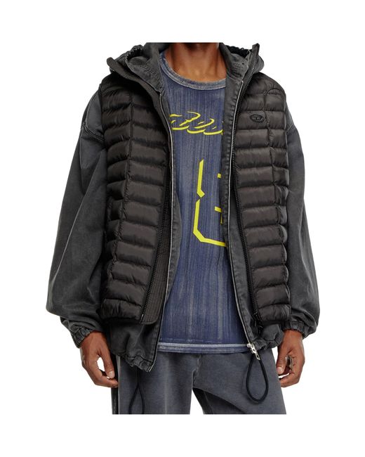 DIESEL Black W-Temple Gilet for men