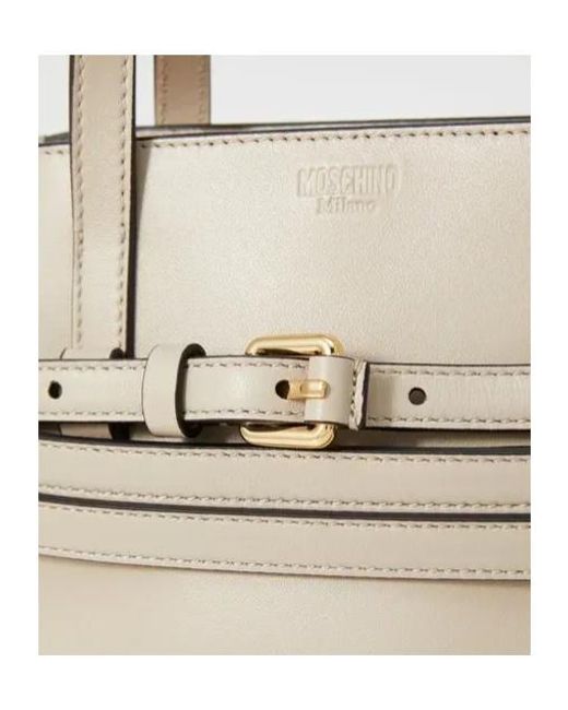 Moschino Natural Zipper Shoulder Bag