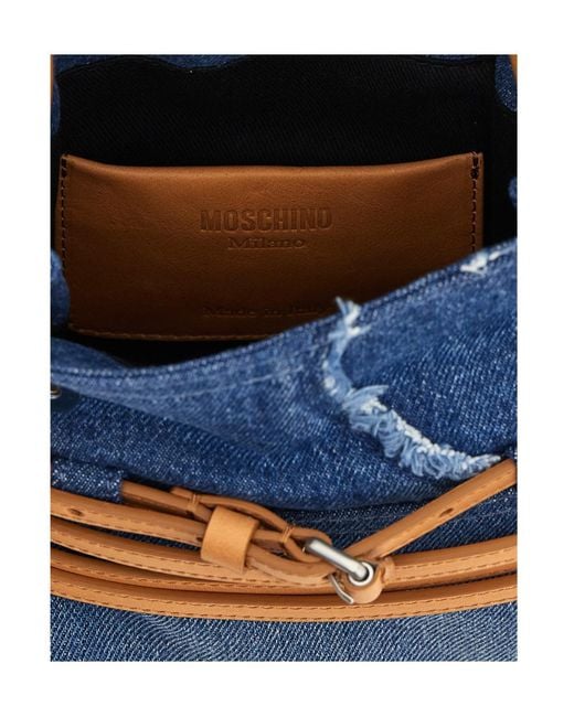 Moschino Blue Logo Patch Wrap Clutch Bag