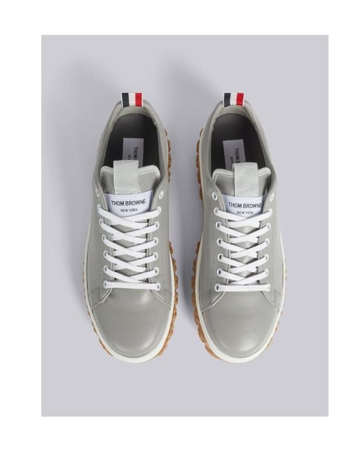 Thom Browne White Court Lace-Up Sneakers for men
