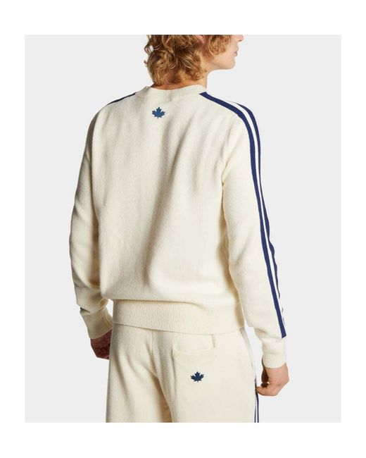 DSquared² White Logo Embroidered Crewneck Jumper for men
