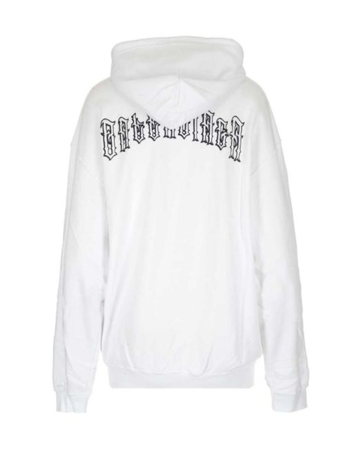 Balenciaga White Logo Hooded Sweater