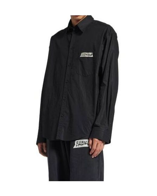 Balenciaga Black Masking Tape Long-Sleeved Shirt for men