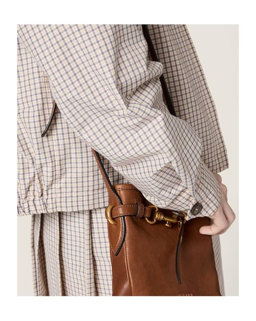 Miu Miu Natural Checked Technical Fabric Blouson Jacket