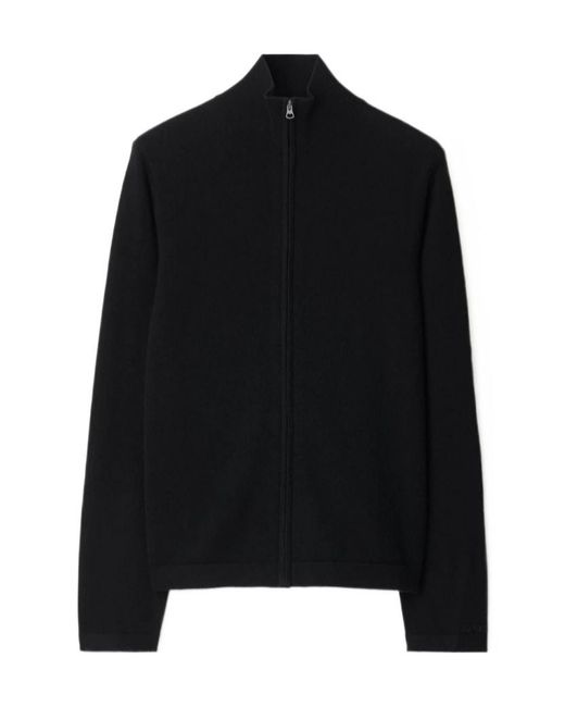 Burberry Black Cashmere Stand Collar Knitted Cardigan for men