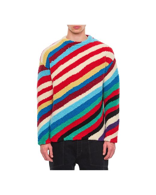 Bottega Veneta Red Striped Crewneck Jumper for men