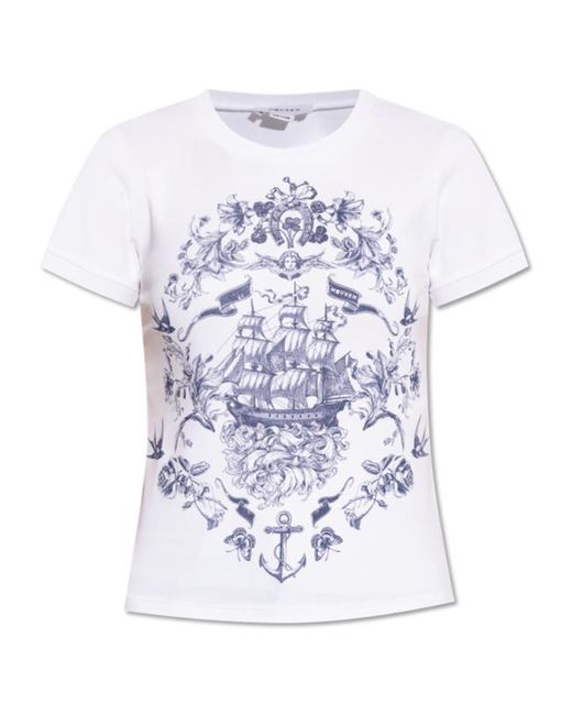 McQueen White Graphic Printed Crewneck T-Shirt
