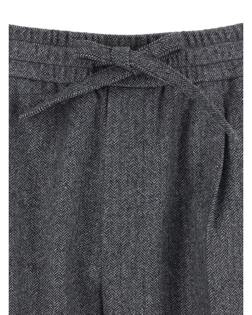 Dolce & Gabbana Gray Pants With Elastic Drawstring Waist And Pleated D for men