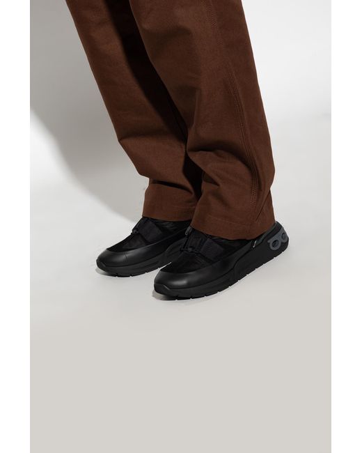 Ferragamo Black Tie Low Upper Board Shoes for men