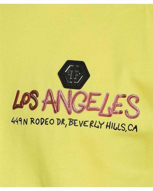 Philipp Plein Yellow T-Shirt With Round Neck And Short Sleeves for men
