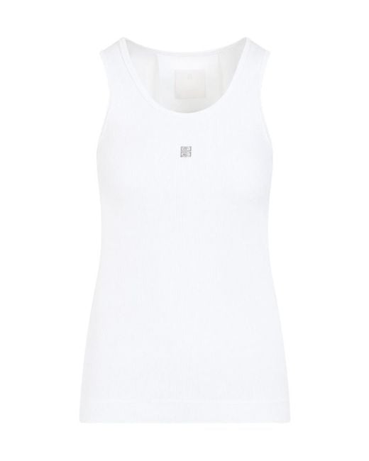 Givenchy White 4G Logo Plaque Sleeveless Tank Top