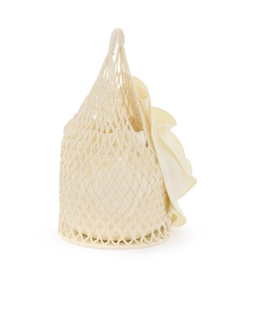 Magda Butrym White Crochet Small Devana Bag