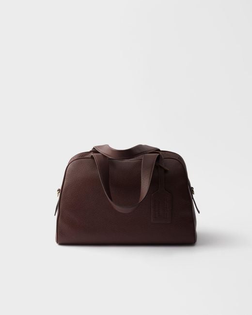 Prada Brown Logo-Printed Zipped Tote Bag