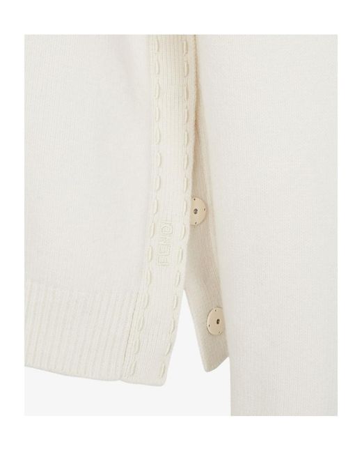 Fendi White Turtleneck Long Sleeved Knitted Jumper
