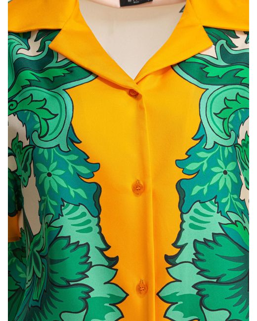 Etro Yellow Graphic Printed Short-Sleeved Shirt