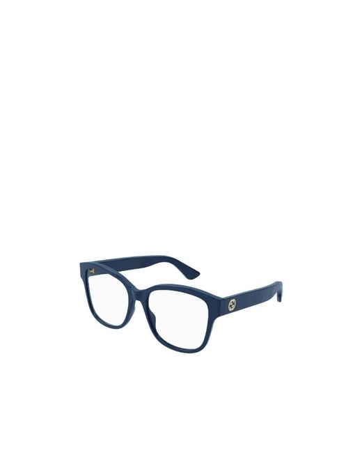 Gucci Blue Eyewear Rectangle Frame Glasses