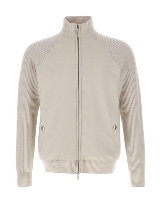 Eleventy White Ribbed Knit Jacket for men