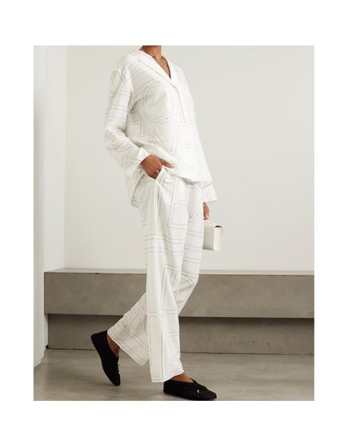 Totême  White Totême Monogram Long-Sleeved Blouse