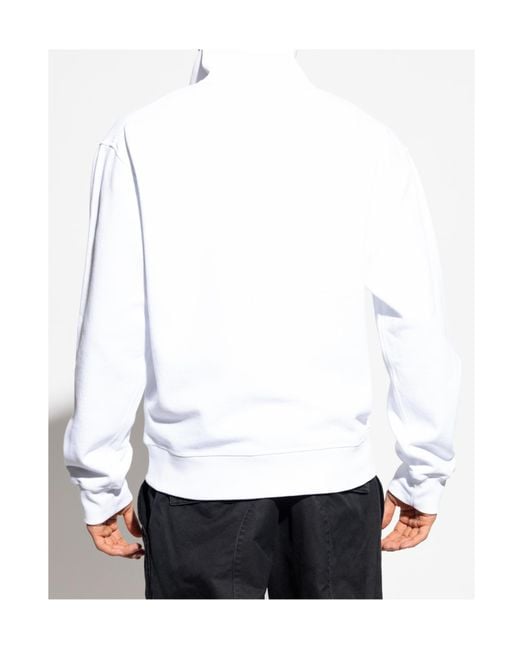 DSquared² White Stand Up Collar Half-Zip Sweatshirt for men