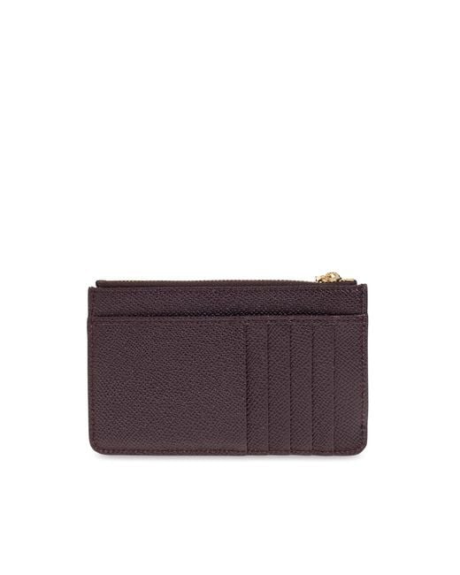 Dolce & Gabbana Purple Dauphine Logo Plaque Card Holder