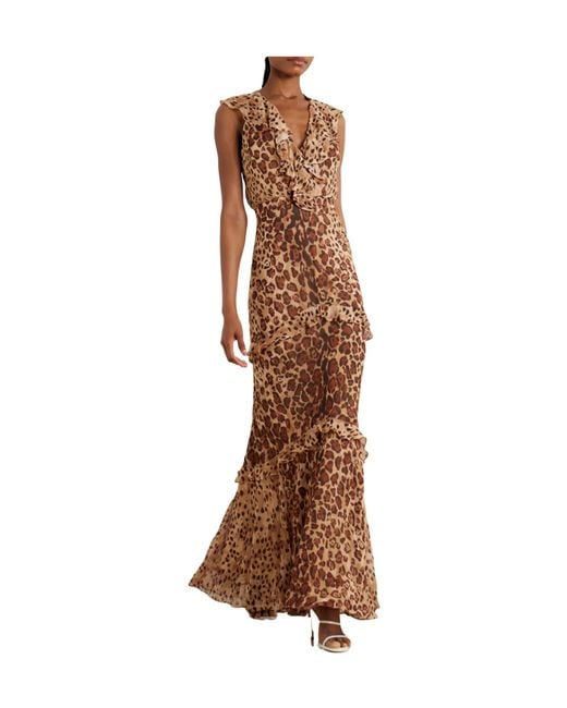 Saloni Brown Leopard Print Dress