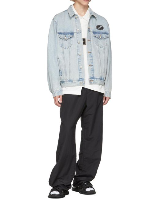 we11done Blue Logo-Patch Denim Jacket for men