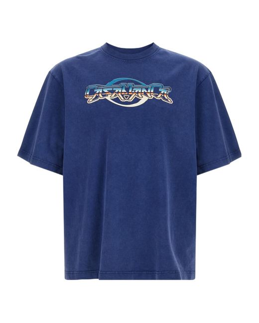 Casablanca Blue Logo Crew Neck T-Shirt for men