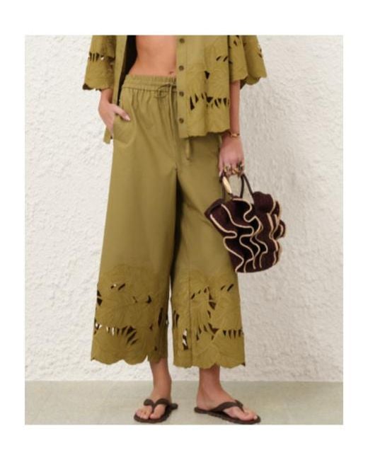 Zimmermann Green Mahon Embroidered Pant