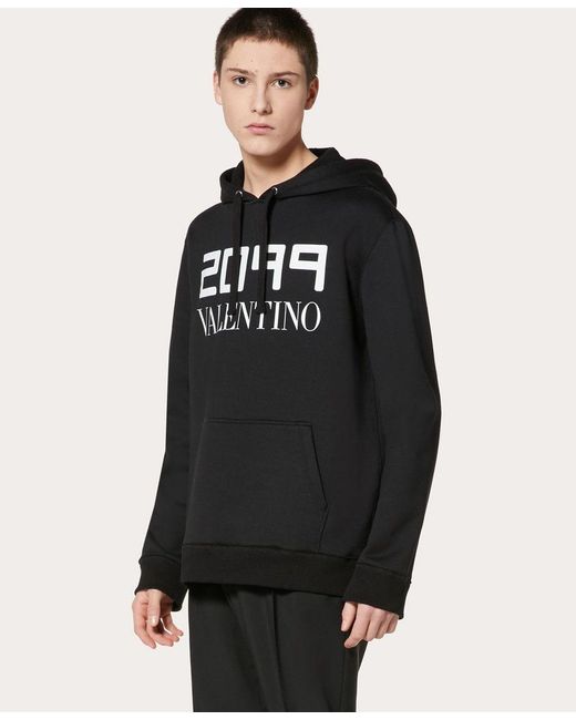Valentino Black 2099 Logo Printed Hoodie for men
