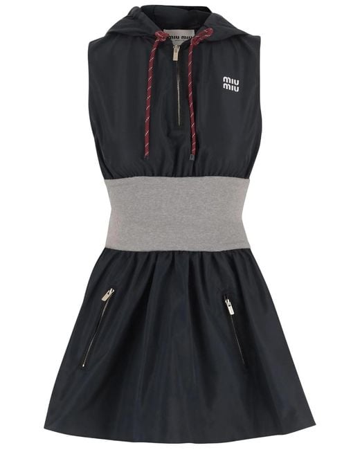Miu Miu Black Sleeveless Hooded Dress