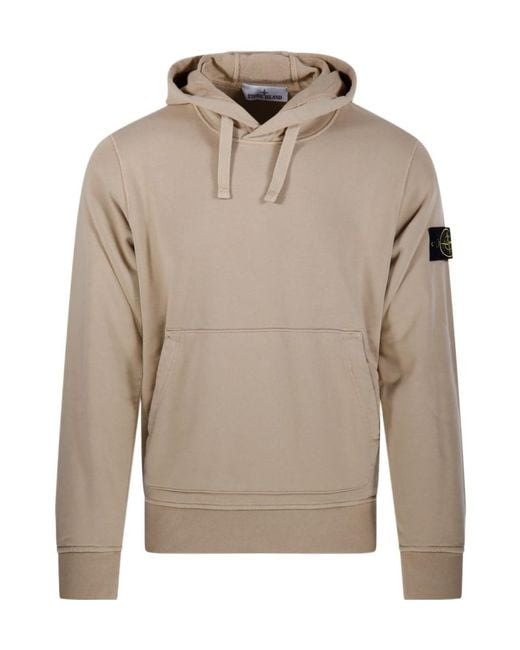 Stone Island Gray Compass Patch Drawstring Hoodie for men