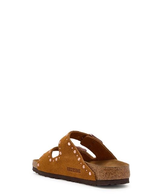 Birkenstock Brown Arizona Studded Suede Sliders
