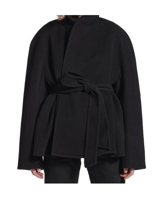 Balenciaga Black Short Wrap Coat