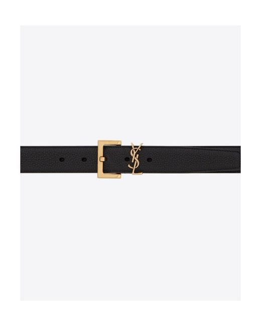 Saint Laurent White Cassandre Logo Plaque Belt for men