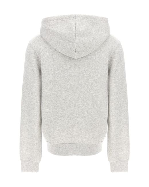 A.P.C. Gray Logo Embroidered Drawstring Hoodie for men