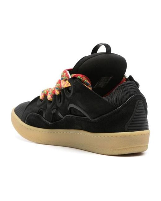 Lanvin Black Curb Round Toe Lace-Up Sneakers for men