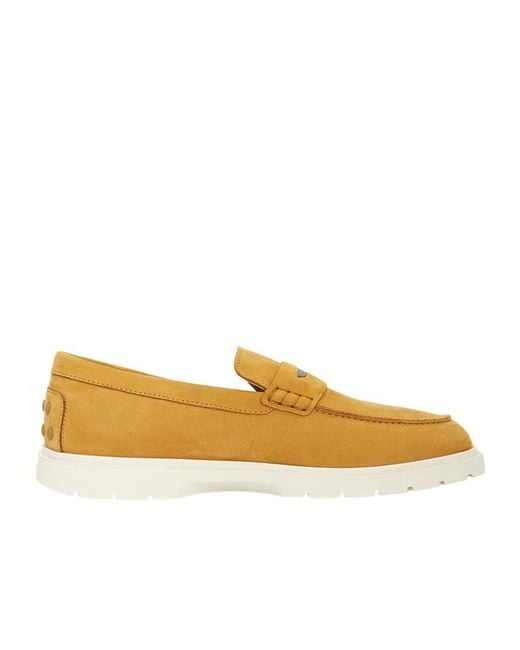 Tod's Yellow Round Toe Loafers for men