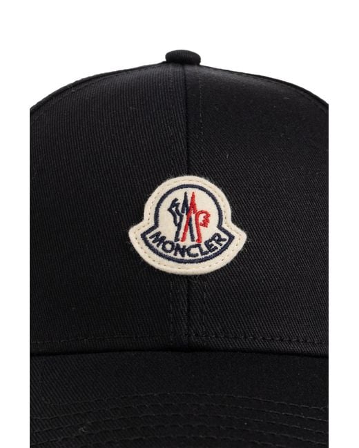Moncler Black Graphic Baseball Cap for men