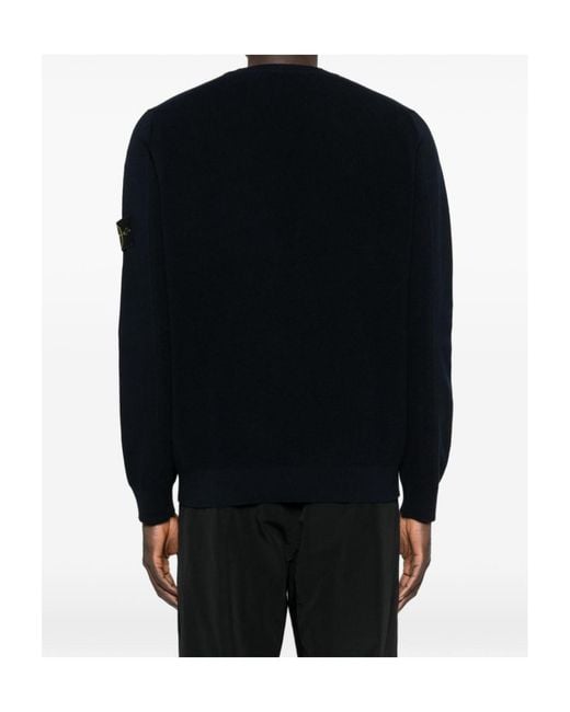 Stone Island Black Logo Patch Crewneck Jumper for men