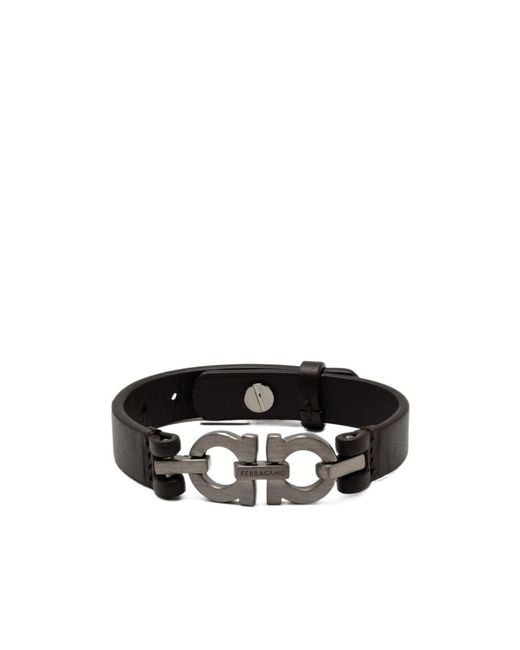 Ferragamo Black Ferragamo Double Gancini Bracelet for men