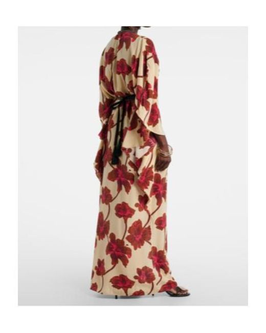 Johanna Ortiz Red Embellished Silk Maxi Dress