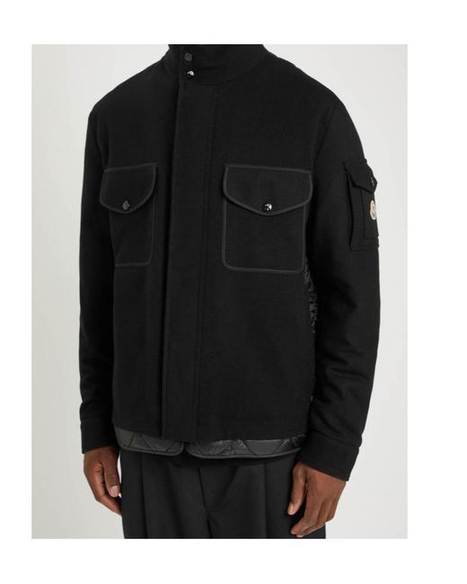 Moncler Black Avoine Panelled Wool And Shell Jacket for men