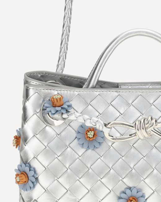 Bottega Veneta Gray Floral Detail Shoulder Bag