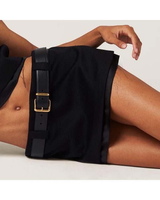 Miu Miu Black Logo-Detailed Mini Skirt