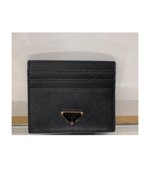 Prada Black Logo Plaque Card Holder