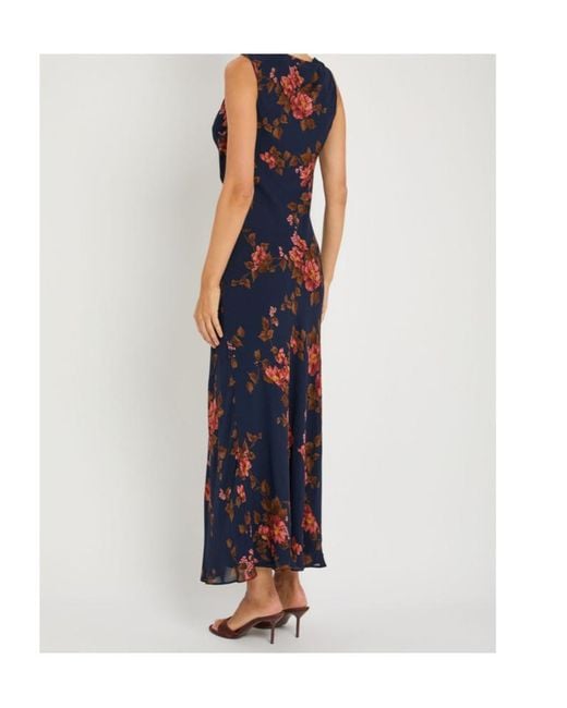 Reformation Blue Prescott Floral Print Chiffon Maxi Dress