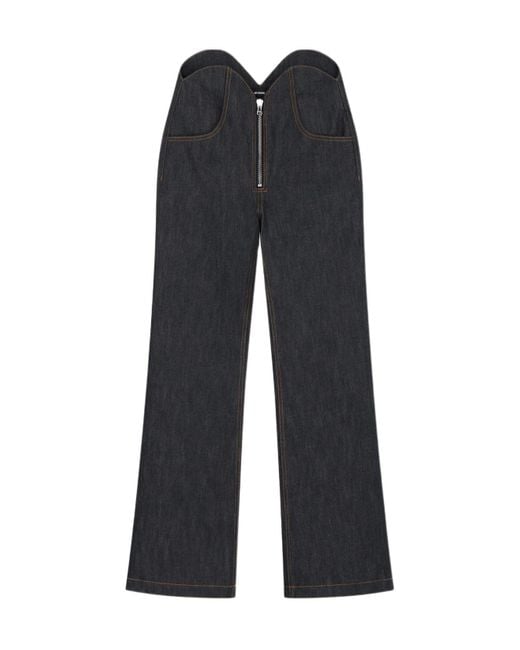 we11done Blue Uneven Thigh-Rise Wide-Leg Jeans