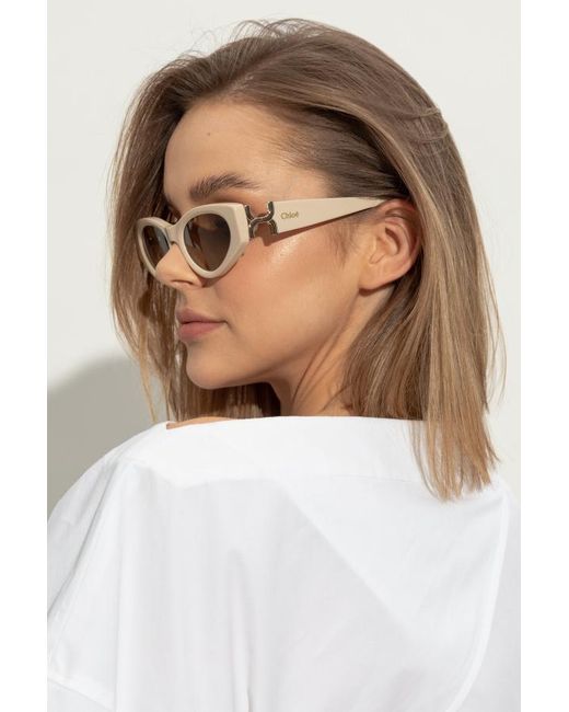 Chloé White Marcie Cat-Eye Sunglasses