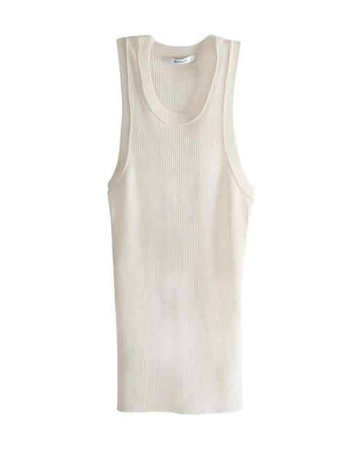 Givenchy White Ribbed Racer-Back Tank Top