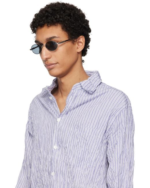 Bottega Veneta White Eyewear Oval Frame Sunglasses for men